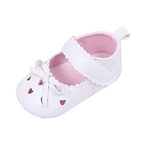 Zapatos Bebé Niña 2019 SHOBDW Zapatos De Cuna Zapatillas Antideslizantes De Suela Blanda Zapatos Bowknot De Velcro Verano Zapatos Bebé Recién Nacida Zapatos Bebe Primeros Pasos(Blanco,6~12)