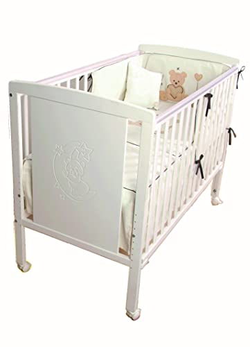 Cuna para bebé, Modelo Oso Dormilón Mundi Bebé+ Kit COLECHO + Colchón Viscoelástica + Protector de colchón Impermeable