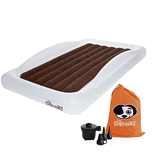 La Shrunks cama de viaje portátil hinchable colchón de aire cama para niños para viajes o uso doméstico, color blanco marrón blanco Talla:niño