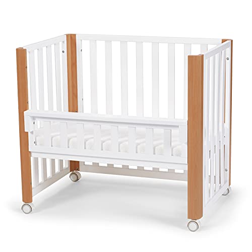 Kinderkraft Wooden cot with the pen function KOYA + with mattress - Cunas, Unisex Infantil, Blanco(white)
