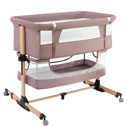 3 en 1 cuna de bebé, cuna de bebé, cama portátil ajustable para bebé/bebé, color caqui