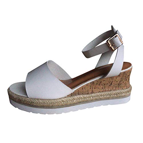 Zapatos Mujer Verano 2019 Sandalias de Cuña con Plataforma | Tobillo Abierto del Dedo del pie | Tacon Alto 8cm | Talla 35-43 | Elegante Romanos Estilo | Playa Fiesta Boda
