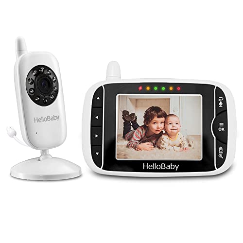 HelloBaby HB32 - Monitor de vídeo inalámbrico con cámara Digital, Monitor de Temperatura de visión Nocturna y Sistema de comunicación bidireccional (HB32)