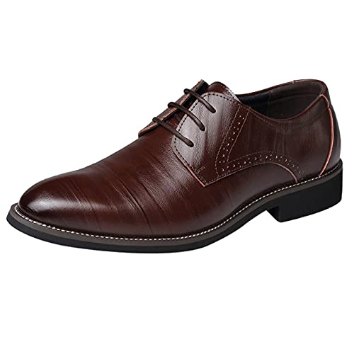 TDEOK Zapatos de cuero clásicos en el estilo de encaje y viajeros de negocios Zapatos de cuero para hombres Jack Wolf Zapatos Hombres, marrón, 39 EU