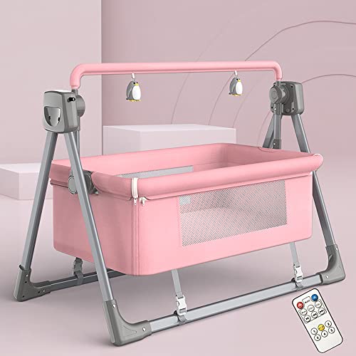 Cuna portátil para bebé, cuna para bebé, columpio eléctrico para bebé, mecedora, cuna eléctrica, columpio para bebé, balancín para bebé, cesta de cuna reclinable mecedora automática ( Color : Pink )