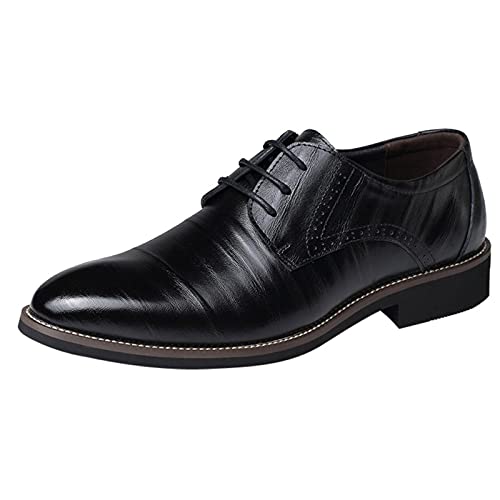 TDEOK Zapatos de cuero clásicos en el estilo de encaje y viajeros de negocios Zapatos de cuero para hombres Jack Wolf Zapatos Hombres, Negro , 39 EU