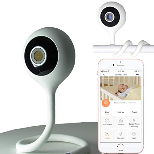 Baby CAMdy - Vigilabebe con cámara detección de Movimiento y llanto bebé⎮Full HD 1080p⎮Fijación en Cuna bebé⎮Aplicación iOS/Android⎮Medición Temperatura y Humedad