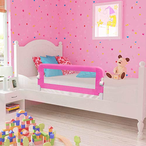 Barrera de cama para niños, barandilla para cama de viaje plegable, barra de seguridad portátil universal para cama infantil, barandilla anticaída (102 cm, rosa)
