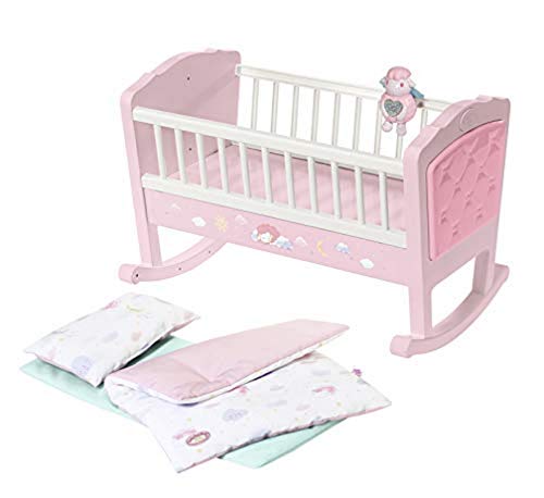 Baby Annabell 703236 Sweet Dreams Cot Bedtime Accessory-Rocking Function, Lullaby Feature-Includes Mattress & Bedding-for 36 cm & 43 cm Dolls-Ages 3 & Up