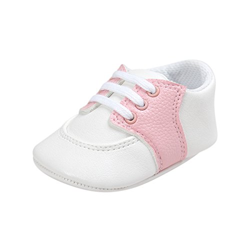 Zapatos para bebés, Auxma Recién Nacido Infantil bebé niñas niños Cuna Suela Suave Zapatos Antideslizantes Zapatos Primeros Pasos para 0-6 6-12 12-18 Meses (11cm/0-6 M, Rosado)