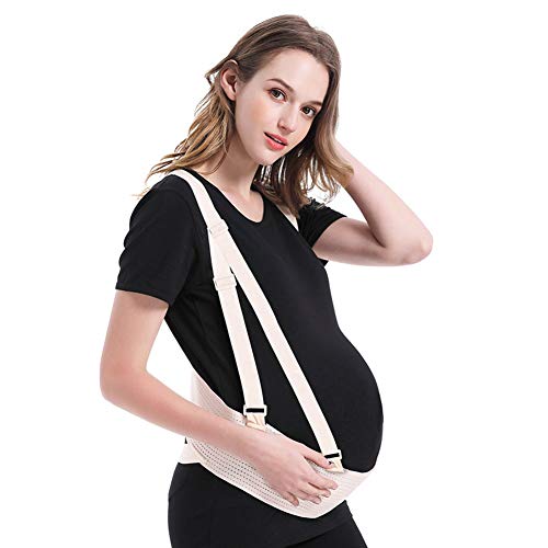 HBIAO Cinturón de Apoyo de Abdomen para Mujeres Embarazadas, Soporte pélvico Transpirable Cinturón de Embarazo Mujeres Banda de Vientre Postnatal Cuna prenatal Beige