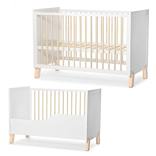 Kinderkraft Baby wooden cot NICO guardrail white - Cunas, Unisex Infantil, Blanco(white)