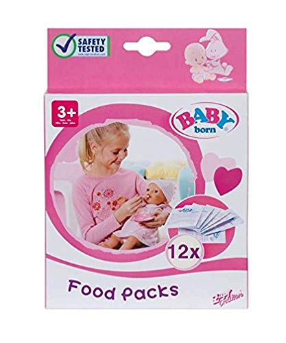 BABY Born Food Sachets for Doll - Easy for Small Hands, Creative Play Promotes Empathy and Social Skills, For Toddlers 3 Years and Up - Includes 12 Sachets