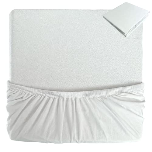 Protector de colchón para cuna Tweeto® 7 en 1, impermeable, impermeable, algodón, rizo (70 x 120 cm)