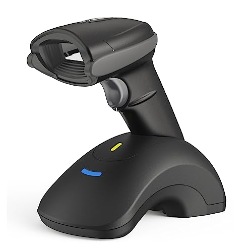 TEEMI Scanner de código de Barras Bluetooth 2D QR automático portátil inalámbrico con Receptor de Cuna USB Base de Carga de Mano