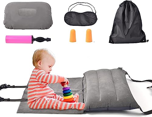 DYHQQ Cuna de Viaje Multiusos portátil para bebés, se pliega hasta el tamaño de un Vaso de Agua, Cama de Viaje en avión para niños pequeños con Antifaz y Tapones para los oídos