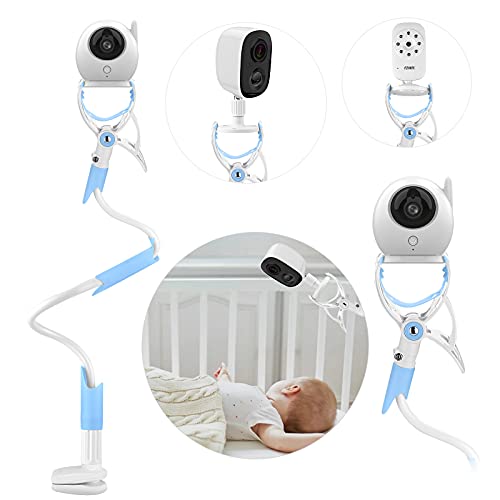MYPIN Soporte Cámara de Vigilancia Bebé, Soporte para monitor de Bebé Ajustable sin Perforación, Giratorio de 360 °,Compatible con la Mayoría de Vigilabebés/Teléfonos Móviles (Azul)