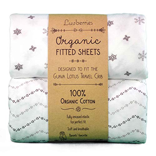 Luvberries Guava Lotus - Juego de 2 sábanas de cuna de algodón 100% orgánico para bebés y niños pequeños