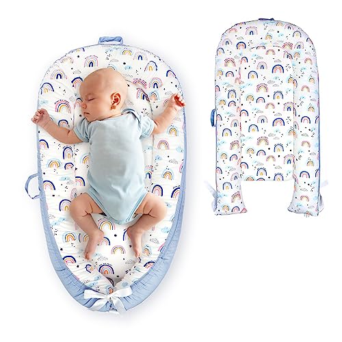 Tumbona nido de bebé | cuna | Cuna portátil para bebé, tumbona transpirable suave para recién nacido, perfecta para regalo de recién nacido, siesta, colecho y viaje de 0 a 18 meses