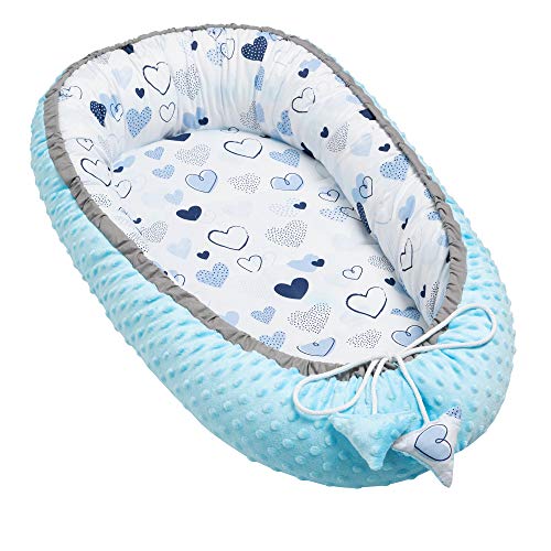 Solvera_Ltd - Cuna para bebé (2 caras, 100% algodón, 50 x 90 cm), color azul