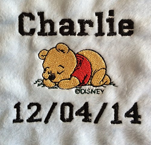 Manta personalizada para bebé Taggie con Winnie The Pooh, gran regalo (manta blanca de etiqueta)