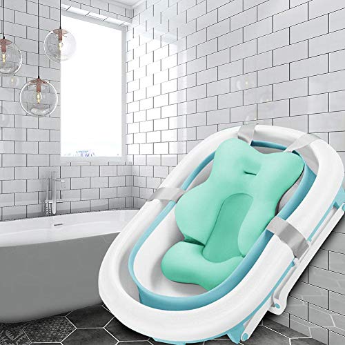 Cojín de bañera de bebé, flotante antideslizante bañera cojín suave asiento bañera apoyo, tumbona recién nacido bañera cojín de aire para recién nacidos 0-6 meses